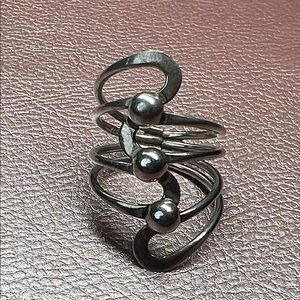 925 Sterling Silver Modernist Triple Ball Ring